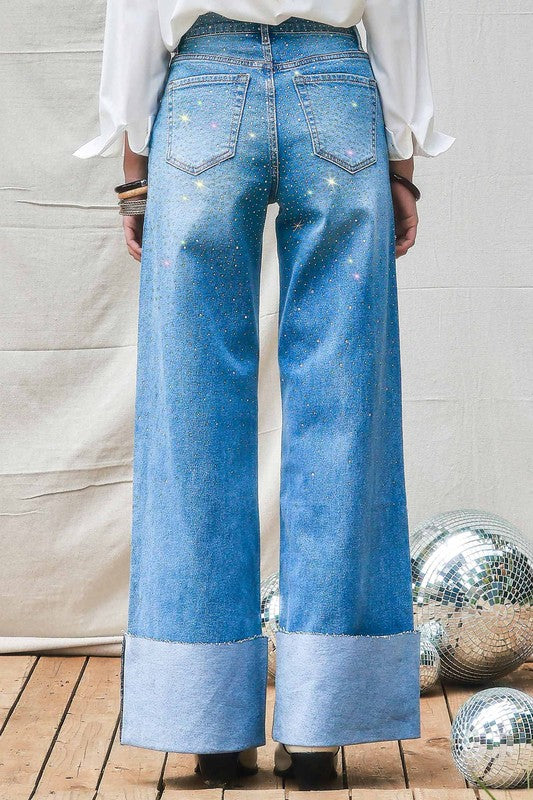 Vibrant Rhinestone Jean