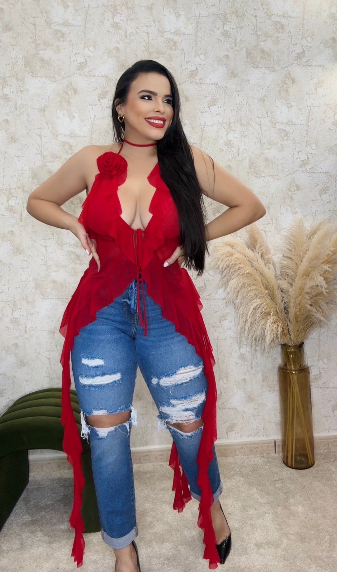 Blusa Red Mesh