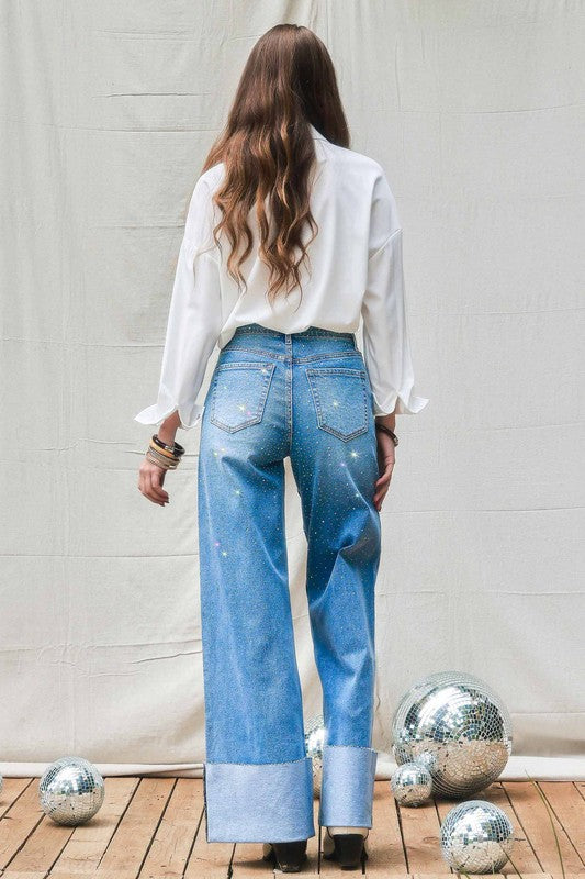 Vibrant Rhinestone Jean
