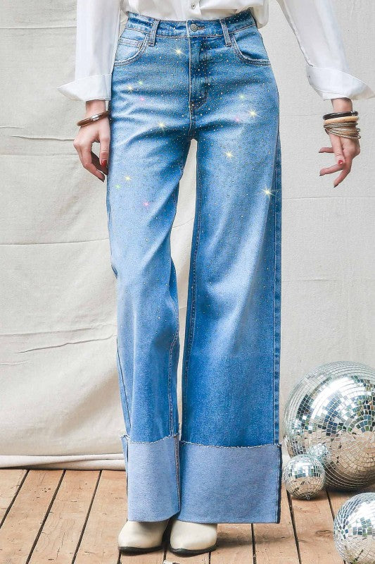 Vibrant Rhinestone Jean