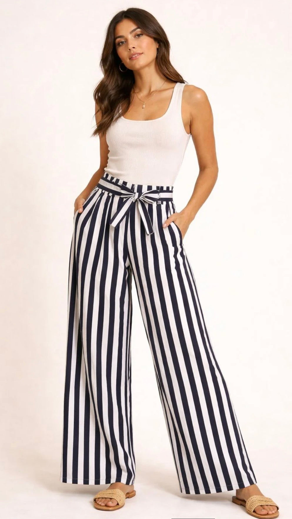 Pantalón líneas con cinto / Italiana