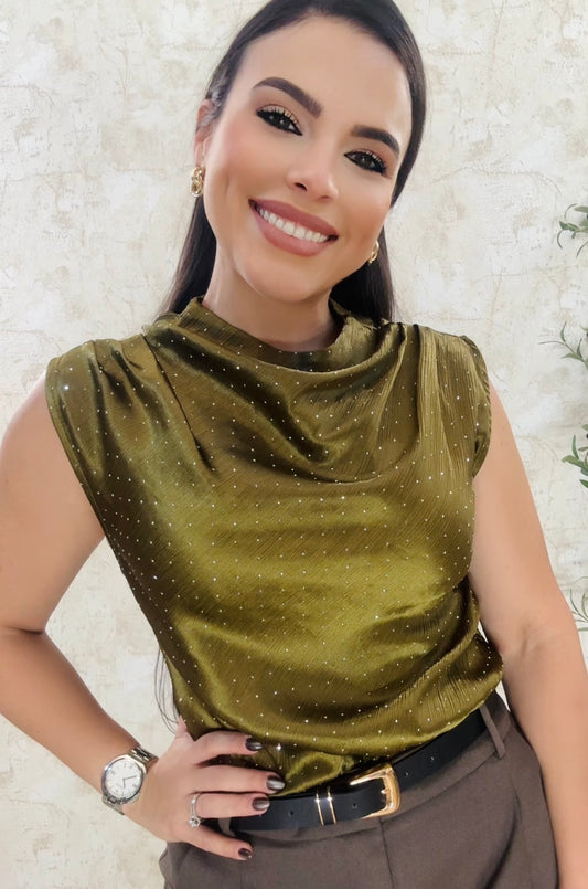 Blusa Olivo Rhinestone