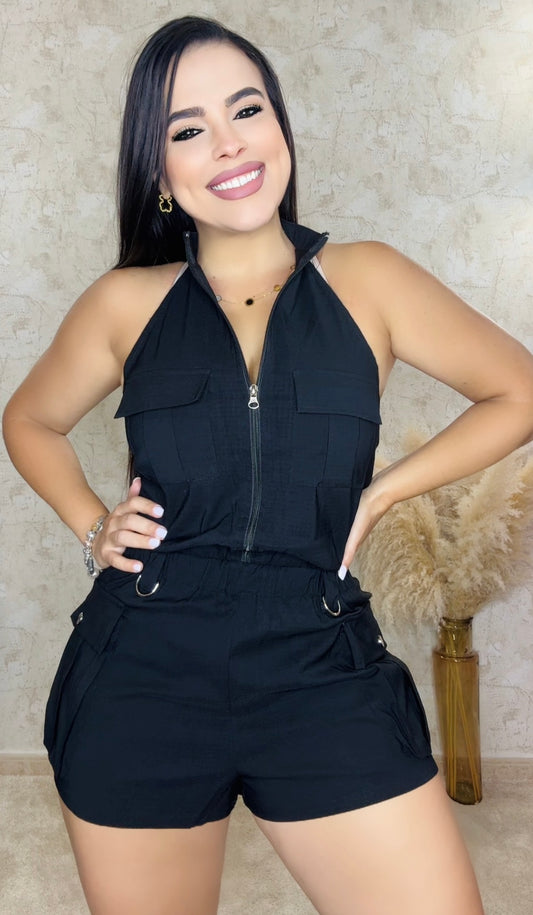 Halter Neck Cargo Romper